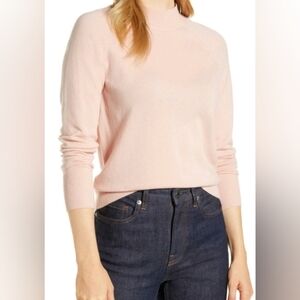 Everlane Cashmere Raglan Mock Neck Sweater Size small Baby Pink Classic